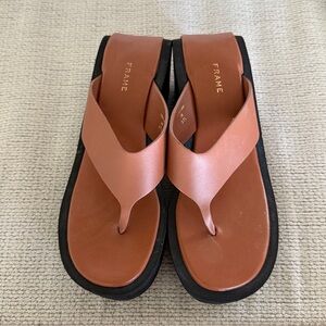 FRAME Le Ocean Chunky Platform Wedge Flip Flop Brown Black